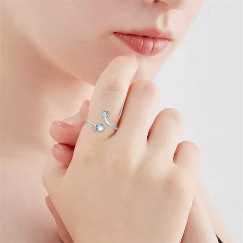 Sterling Silver  Moonstone Snake Fox Cat Octopus Wolf Ring