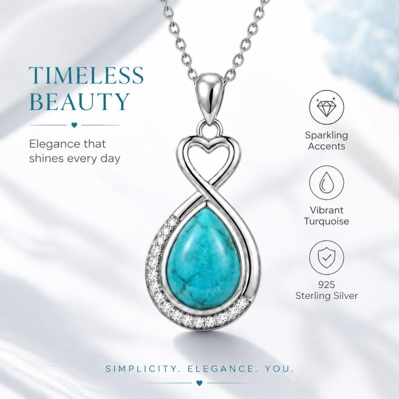 Sterling Silver Teardrop Gemstone Rose Butterfly Infinity Heart Necklace for Women