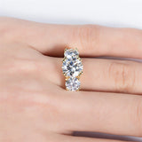 Sterling Silver 3 Stone 3CT/5CT Moissanite Engagement Ring Promise Anniversary Ring for Women