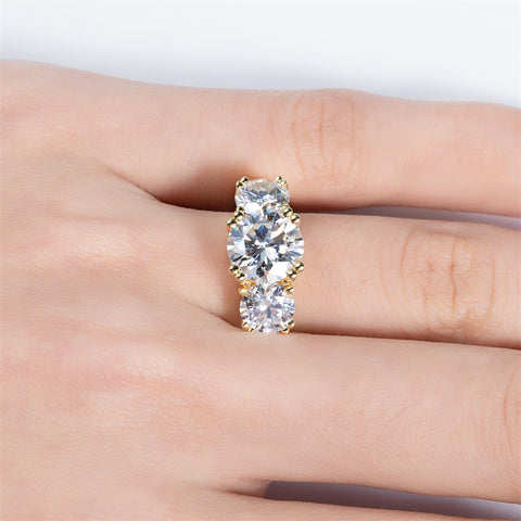 Sterling Silver 3 Stone 3CT/5CT Moissanite Engagement Ring Promise Anniversary Ring for Women