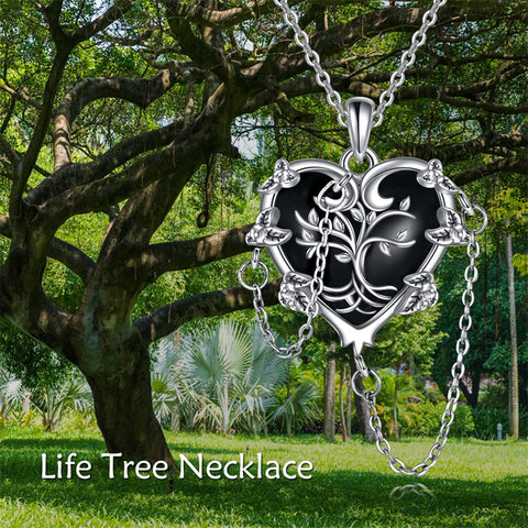 Sterling Silver Gothic Witches Heart Pendant Necklace