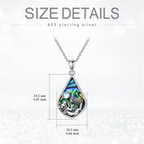 Sterling Silver Abalone Shell Moonstone Fox Pendant Necklace