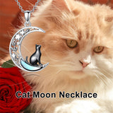 Sterling Silver Moonstone Wolf Cat Koala  Lion Moon Pendant Necklace