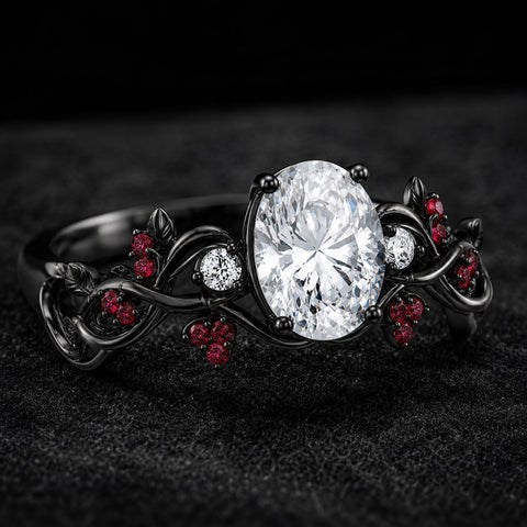 Sterling Silver 10K 14K 18K Gold Custom Engraved  Moissanite Gothic Ring for Women Halloween Gift