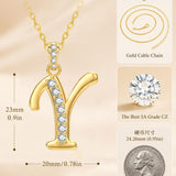 Cubic Zircon 14K Gold Plated Initial Letter A-Z Pendant Necklace