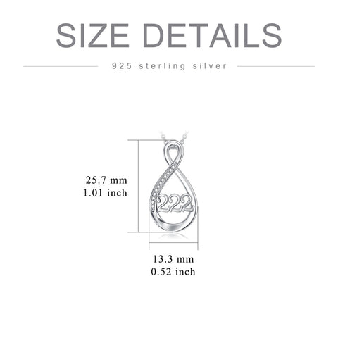 Sterling Silver 111 222 333 444 555 777 888 999 Infinity Angel Number Pendant Necklace