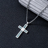 Sterling Silver Cross Christian Pendant Necklace for Men