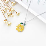 Sunflower Necklace 925 Sterling Silver Sunflower Pendant Necklace with Lab Grown Diamond You are My Sunshine Jewelry Gifts for Women