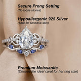 Sterling Silver 10K 14K 18K Gold 1CT-4CT Heart Round Teardrop Oval Moissanite Engagement Rings Set for Women