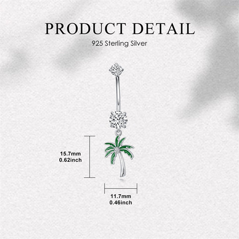 Sterling Silver Cubic Zircon Angel Wings Mermaid Tail Palm Tree Pet Paw Print Belly Button Ring