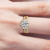 Sterling Silver Main Stone 1CT Round Cut  Moissanite Wedding Rings Set Promise Anniversary Engagement Bridal Rings