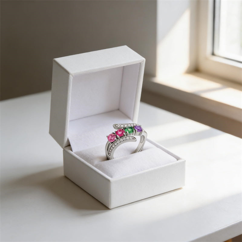 Sterling Silver 2-5 Birthstones Family Ring Gifts for Mother's Day