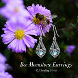 Sterling Silver Moonstone Filigree Bee Dragonfly Hummingbird Butterfly Dangle Earrings for Women Christmas Gift