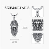 Sterling Silver Mictlantecuhtli Quetzalcoatl Tezcatlipoca Skull Pendant Necklace Aztec Jewelry