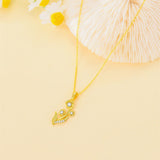 14K Gold Diamond Lily of the Valley May Birth Flower Pendant Necklace