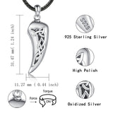 Celtic Wolf Tooth Cremation Necklace for Ashes  925 Sterling Silver Wolf Urn Pendant Keepsake Memorial Jewelry for Women Men