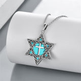 Star of David Necklace Sterling Silver Cross/Chai/Peace Sign/Tree of Life Abalone Shell Jewish Jewelry for Women Men