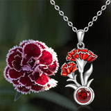 Birth Flower Necklace With Birthstone For Women Sterling Silver 925 Floral Birth Month Flower Necklace Birthday Gifts