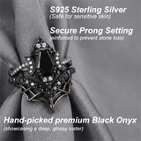 Sterling Silver 10K  14K  18K Gold 1CT-4CT Black Onyx Engagement Ring Gothic Wedding Promise Ring