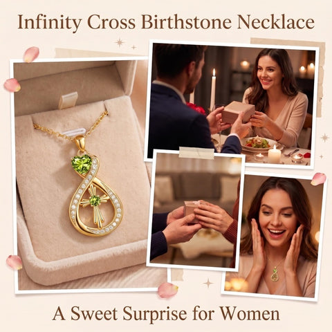 14K Gold Plated Infinity Birthstone  Butterfly Cross Necklace for Women