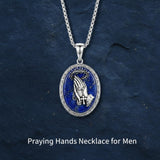 Sterling Silver Praying Hands Angel Sword Wing Cross Pendant Necklace Religious Gifts for Men