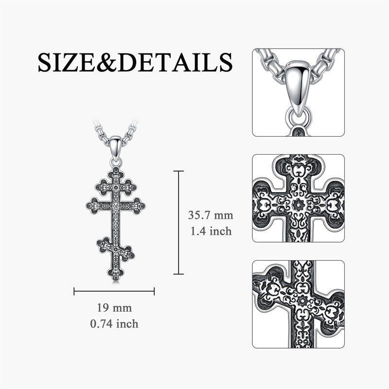 Sterling Silver Orthodox Cross Pendant Necklace Religious Gift