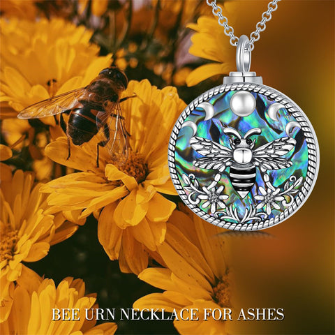 Sterling Silver Abalone Shell Bee Butterfly Dragonfly Urn Necklace for Ashes