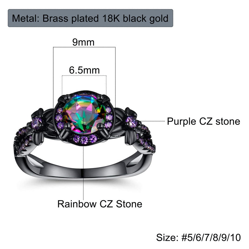 Copper Created Opal Mystic Topaz Amethyst Garnet Eternity Ring for Women