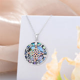 Sterling Silver Abalone Shell Witch Knot Goddess Amulet Pendant Necklace