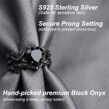 Sterling Silver 10K  14K  18K Gold 1CT-4CT Black Onyx Engagement Ring Gothic Wedding Promise Ring