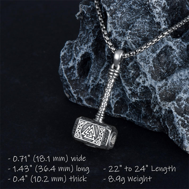 Sterling Silver Thors Hammer Urn Necklace for Ashes