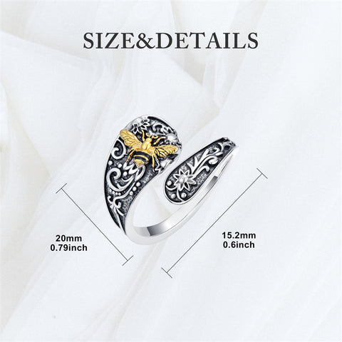 Sterling Silver Hummingbird Butterfly Dragonfly Bee Adjustable Spoon Rings