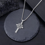 Sterling Silver Firefighter & Cross Pendant Necklace Necklace for Men