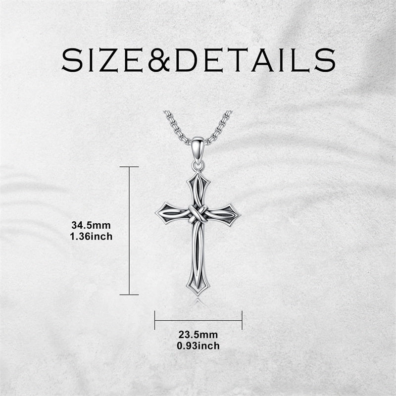 Sterling Silver Cross Religious Necklace for Men