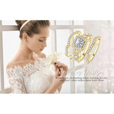 14K Gold Plated  1.5CT  Princess Cubic Zirconia Infinity Twist Engagement Rings  Anniversary Wedding Band Bridal Sets