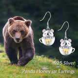 Drop Earrings for Women 925 Sterling Silver Teacup Dangle Earrings for Girls Cute Animal Earrings Animal Jewelry Gift
