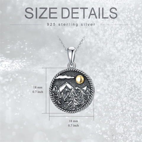 Sterling Silver Sun and Mountain Urn Necklace for Ashes