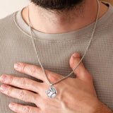 Sterling Silver Bear Claw Basketball Baseball Football Sports Pendant Necklace for Men