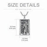 Sterling Silver Tarot Card Pendant  Necklace for Men Gothic Amulet Jewelry