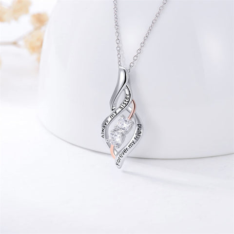 Sterling Silver Sister Necklaces Always My Sister Forever My Friend Pendant Necklace Fashion Jewelry Gifts for Women