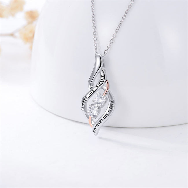 Sisters Necklace Sterling Silver  Sister Necklaces Always My Sister Forever My Friend Pendant Necklace Fashion Jewelry Gifts for Women
