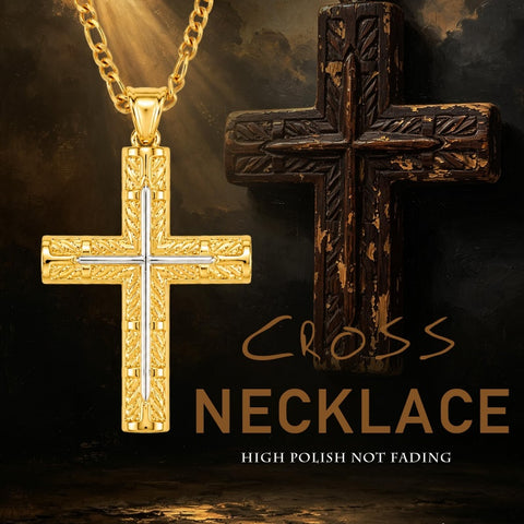 14K Gold  Plated Cross Necklace Simple Religious Jewelry Gift