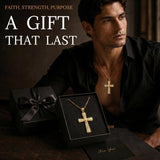 14K Gold Plated Cubic Zircon Cross Pendant Necklace for Men Birthdays Anniversary Christmas Father's Day Gift