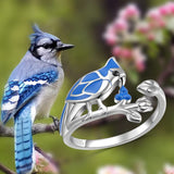 S925 Sterling Silver Blue Jay  Ring Animal Ring Jewelry Gifts