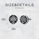 Sterling Silver Black Onyx Tree of Life Ankh Cross Skull Valknu Viking Stud Earrings