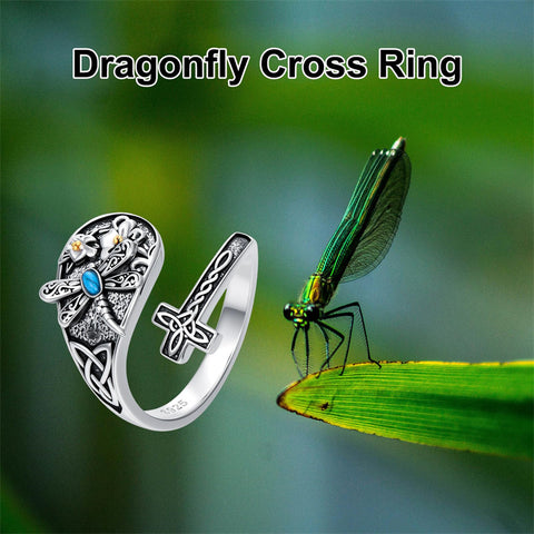 Sterling SilverJesus Cross Bee Cross  Dragonfly Cross Moonstone Sunflower Tree of Life Sunflower Adjustable Spoon Ring