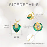 10K 14K 18K Yellow Gold Heart Birthstone Sunflower Pendant Necklace