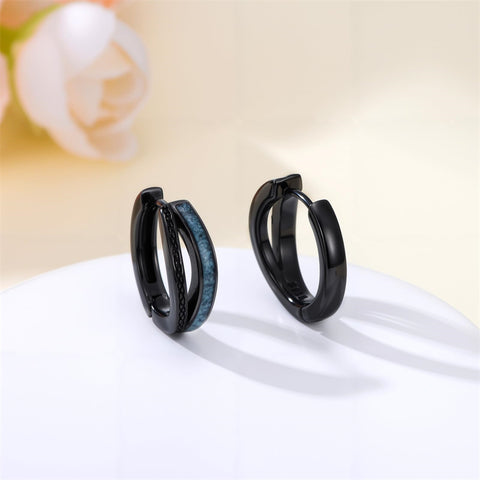 Sterling Silver Cross Celtic Knot Turquoise Hoop Earring for Men