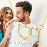 14K Gold Interlocking Circle & Three Sister Pendant Necklace