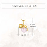 14K Yellow Gold Moonstone Rose Quartz  Cat Pendant Necklace